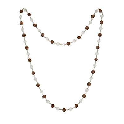 Silver tied Sphatik & Rudraksha Mala/Chain