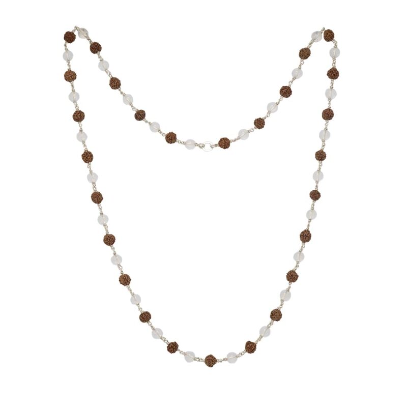 Silver tied Sphatik & Rudraksha Mala/Chain