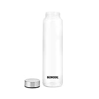 Borosil Crysto Glass Water Bottle, Water Bottle for Fridge, Wide Mouth, Silver Lid, Extreme Temperature Resistant, For Hot & Cold Water, Milk, Lassi, Juice, SS Lid, 1 L, Stylish & Transparent