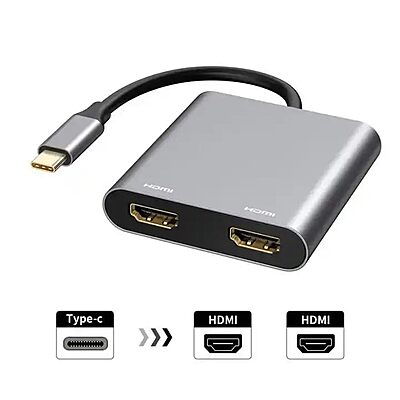 HAMMOK Oscar USB-C to Dual HDMI Adapter allows you to connect two HDMI displays to your USB-C device. Enjoy high-resolution video output and seamless multitasking with this compact adapter.