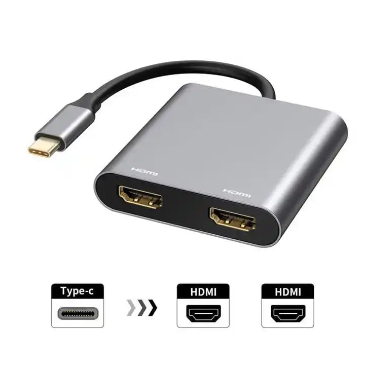 HAMMOK Oscar USB-C to Dual HDMI Adapter allows you to connect two HDMI displays to your USB-C device. Enjoy high-resolution video output and seamless multitasking with this compact adapter.