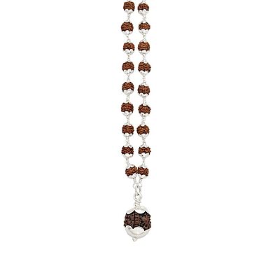 Silver tied Rudraksha Mala With Ruthratcham Pendant|With Certificate