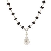 Original Karungali Mala with Silver Ayyappan Pendant – Spiritual Black Wood Mala