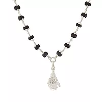 Original Karungali Mala with Silver Ayyappan Pendant β Spiritual Black Wood Mala