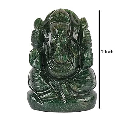 Ganesha Idol Crystal Stone Green Aventurine Ganesh  Lord God Ganpati Statue for Car Dashboard, Pooja, Home Decor, Gift and Showpiece