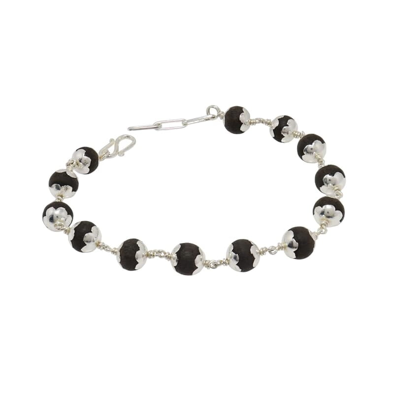 Silver Capped Karungali Bracelet