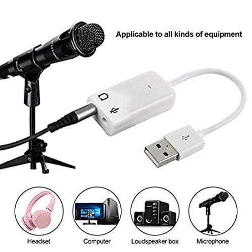 USB 2.0 Sound Card Audio Adapter, 7.1 Channel , 3.5mm Dual Jack for Voice Recording and Listening Compatible with Laptop and Desktop (White) USB 2.0 Sound Card Audio Adapter, 7.1 Channel , 3.5mm Dual Jack for Voice Recording and Listening Compatible with Laptop and Desktop (White)