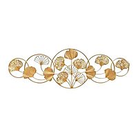 DAD Modern Gold Metal Ginkgo Leaf Wall Art Sculpture - 49x2x16.5 Inches
