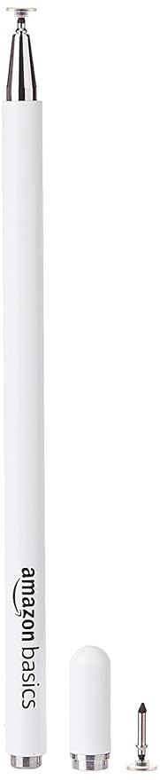 Stylus Pen for Android & iOS All Touchscreen Devices | Fine Point Disc Tip|Lightweight Metal Body with Magnetic Cover - White