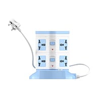 Portronics Power Plate 9 with 3 USB Ports + 8 Power Sockets Power Converter, 2500W Power Output, 2.1A USB Charging Port, 3M Cord Length