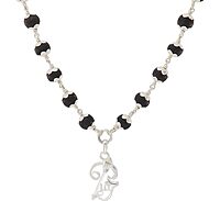 Karungali Mala with Silver Murugan, Vel & Tamil Om Pendant Spiritual Mala
