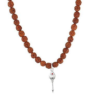 Rudraksha Mala with Silver Vel Pendant