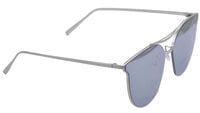 Unisex Oversized Sunglasses. Silver Color Metal Frame. UV Protected Reflective Silver Color Flat Lens.