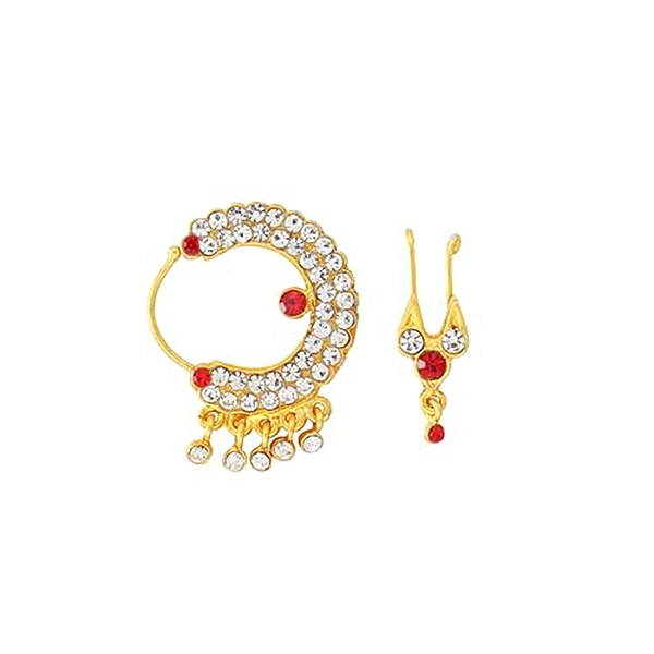 God Ornament Gold Plated Stone Nose Ring(Pullaku)