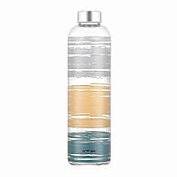 Borosil Artisan Series Glance 1000 ml Narrow Mouth Glass Bottle with Metal Lid | 100% Borosilicate, Fridge Safe, Leakproof, Easy to Carry | Store Water, Lassi, Juice, Smoothies | Dishwasher Safe