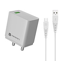 Portronics 1104 Adapto ONE Charger – 3A Quick Charger | Single USB Port | Type-C Cable | White
