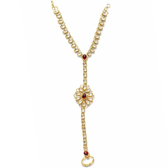 Gold Plated Ring Bracelet for Women | Adjustable Hand Harness Bracelet