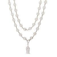 Silver Sphatika Mala with Murugan Pendant | Pure Crystal Beads