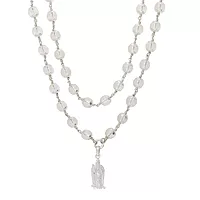 Silver Sphatika Mala with Murugan Pendant | Pure Crystal Beads