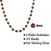 925 Sterling Silver Rudraksha Mala Panch Mukhi 5 Mukhi Five Face 54 Beads