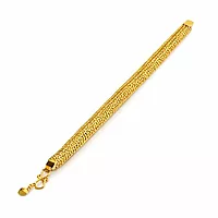 Impon Gold Plated Flat Wheat Chain Bracelet for Men & Women | Thick Flexible Design Gold Finish Hand Chain | Premium Daily Wear Jewelry