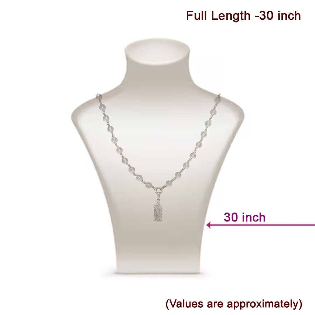 Silver Tied Spatik Mala with Murugan Pendent/Dollar