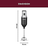Borosil Masterblend Hand Blender, Electric Hand Blender, Single Speed Option, Stainless Steel Blades, For Whisking, Blending & Whipping, 250 W, Black