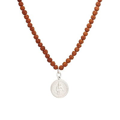 Rudraksha Mala with Sterling Silver Ayyappan Pendent/Dollar