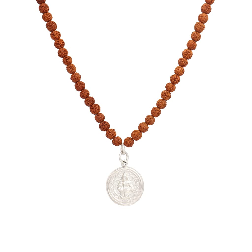 Rudraksha Mala with Sterling Silver Ayyappan Pendent/Dollar