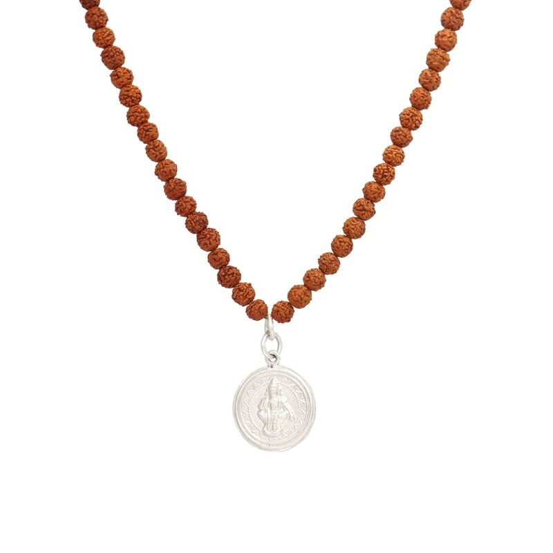 Rudraksha Mala with Sterling Silver Ayyappan Pendent/Dollar