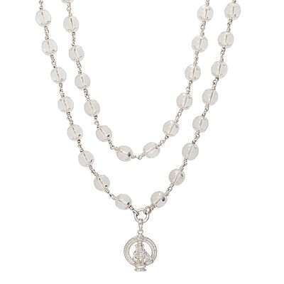 Sphatika Mala with Ayyappan (Iyyappan) Pendant – Pure Quartz Crystal Mala