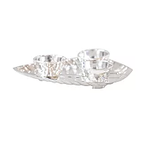 Silver Haldi Kumkum Trible Leaf Holder