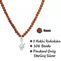 Rudraksha Mala with Silver Om Pendant