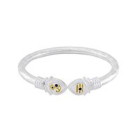 Silver Handmade Adjustable Vel Kada for Men Sterling Silver Murugan Inspired Bracelet