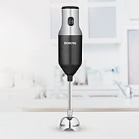 Borosil Masterblend Hand Blender, Electric Hand Blender, Single Speed Option, Stainless Steel Blades, For Whisking, Blending & Whipping, 250 W, Black