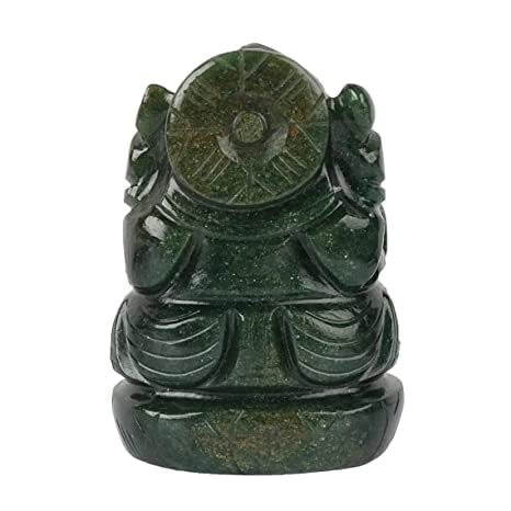 Ganesha Idol Crystal Stone Green Aventurine Ganesh Lord God Ganpati Statue for Car Dashboard, Pooja, Home Decor, Gift and Showpiece