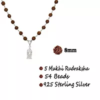 Silver Five Face Rudraksha Mala with Murugan Pendant