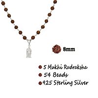 Silver Five Face Rudraksha Mala with Murugan Pendant