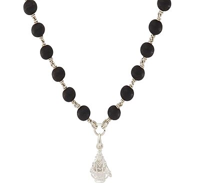 Original Karungali Mala with Silver Ayyappan Pendant – Spiritual Black Wood Mala Original Karungali Mala with Silver Ayyappan Pendant – Spiritual Black Wood Mala