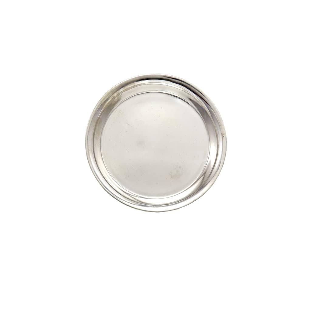 Silver Plain Plate for Pooja,Home (8CM)