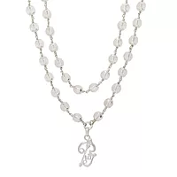 Silver Sphatika Mala with Om Pendant