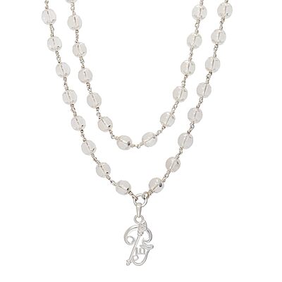 Silver Sphatika Mala with Om Pendant Silver Sphatika Mala with Om Pendant