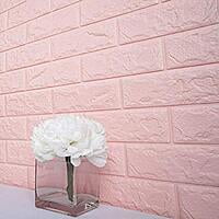 3D Pink Brick Wall Stickers Panel Self Adhesive