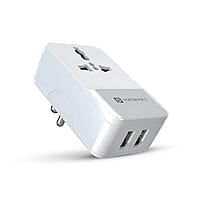 Portronics Adapto III Dual USB Adapter with AC Socket