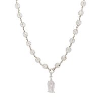 Silver Sphatika Mala with Murugan Pendant | Pure Crystal Beads
