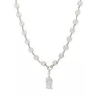 Silver Sphatika Mala with Murugan Pendant | Pure Crystal Beads