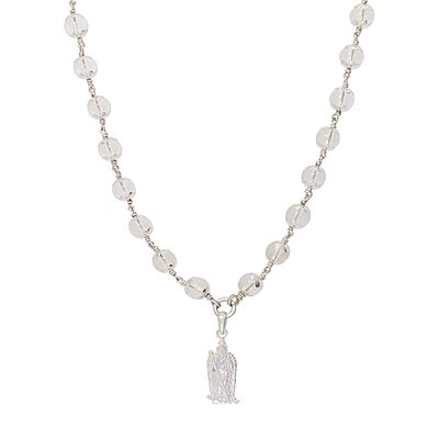 Silver Sphatika Mala with Murugan Pendant | Pure Crystal Beads Silver Sphatika Mala with Murugan Pendant | Pure Crystal Beads