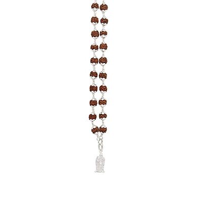 Silver Five Face Rudraksha Mala with Murugan Pendant