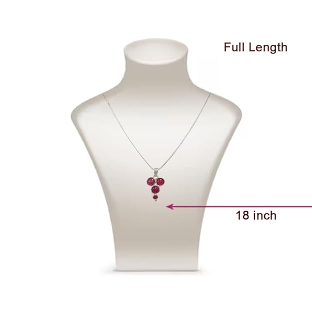 Sterling Silver Chain with Red Stone Pendent/Dollar