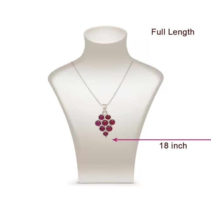 Sterling Silver Chain with Red Stone Pendent